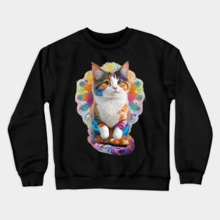 Psychedelic Feline: Cat in Tie-Dye Crewneck Sweatshirt